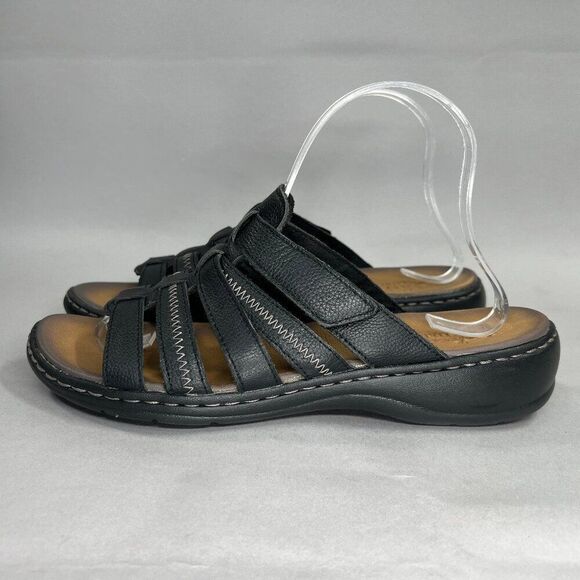 Skechers Sandals Women's Size 9 Luxe Foam Black Leather Slide Flip Flops‎ - Picture 4 of 12
